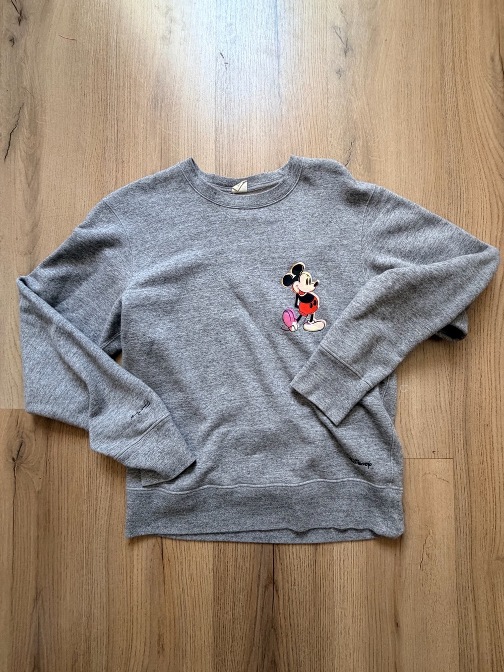 Uniqlo Gray Crewneck Sweater with Mickey Patch